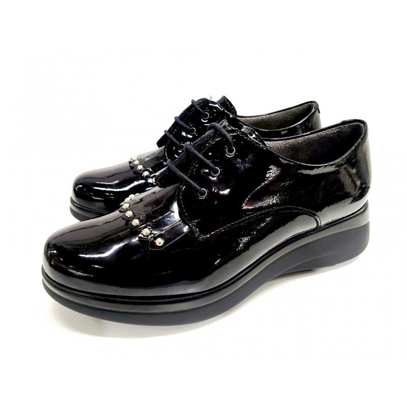 Zapato cordón flecos negro pitillos | cm sport&shoes